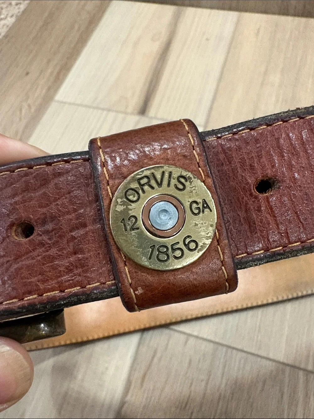 Orvis Bison Brown Leather Shotshell Men's Belt size 36
